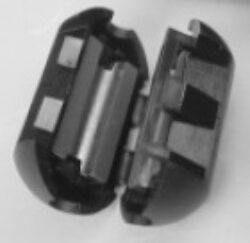 Snap Ferrite: SMLF-100 - Schmid-M: SMLF-100 Ferrite Clamp On Cores CLAMP-ON d=10,00mm; L=24,5mm; D=24,50mm (Impedance 25Mhz-150 Ohm; 100Mhz-270 Ohm), 900pcs in EU